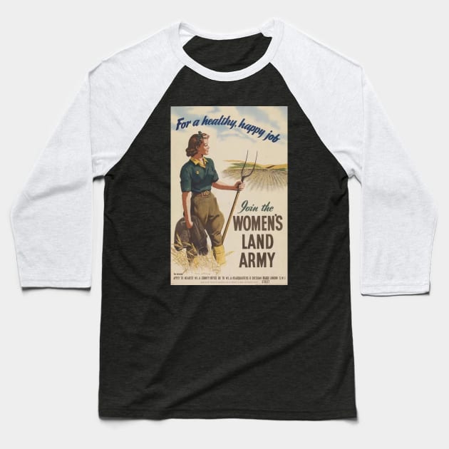 Women's Land Army Baseball T-Shirt by Slightly Unhinged